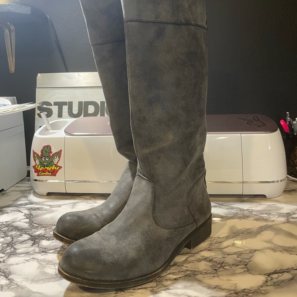 Knee high zip up boots